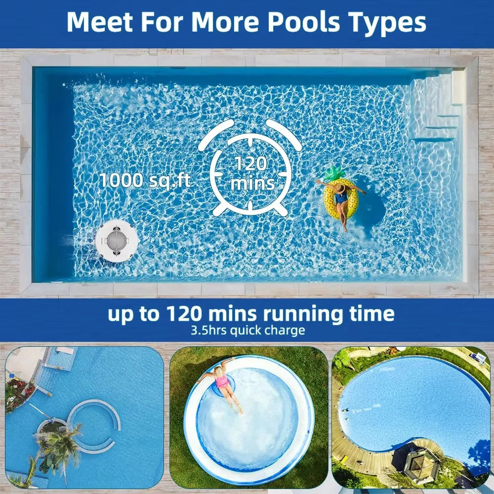 Robotstofzuiger Zwembad – Zwembadrobot – Zwembadreiniger – Pool Cleaner – Zwembadstofzuiger – Draadloos Met 5200mAh Batterij – Krachtige 28W Zuigkracht