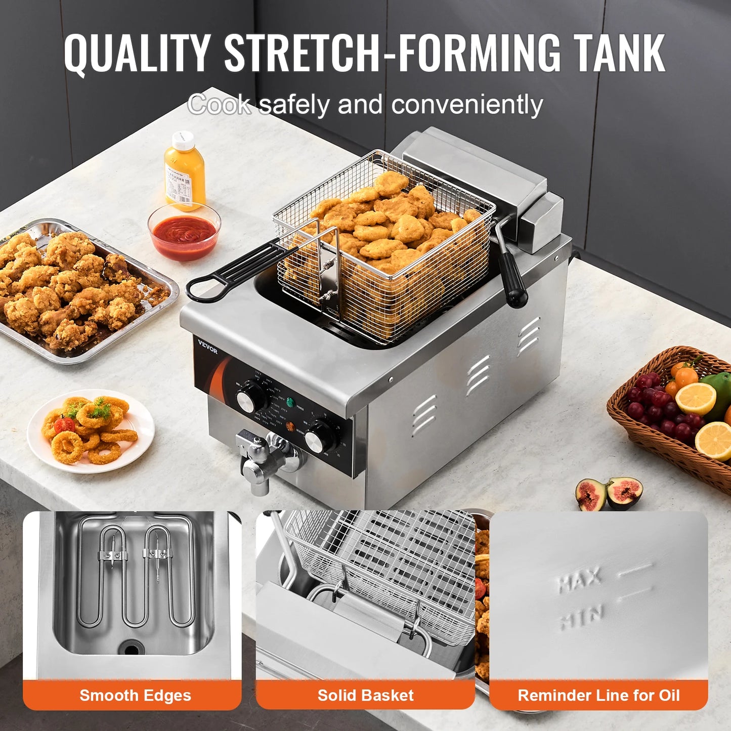 Friteuse – Elektrische Frituurpan – Snackfriteuse – Professionele Friteuse – 5,9 Liter Capaciteit – Instelbare Temperatuur