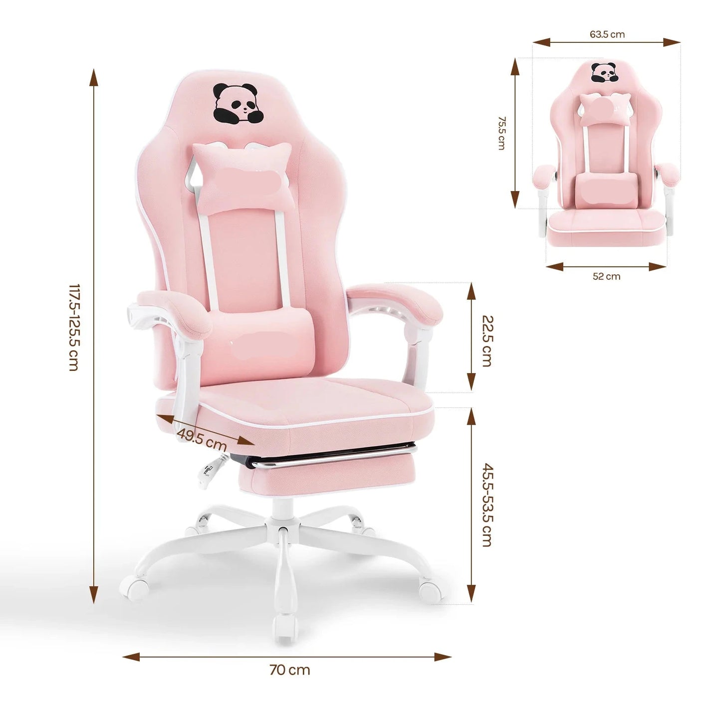 Ergonomische Gaming- En Bureaustoel – Comfortabele Stoel – Mesh Bureaustoel – Met Voetensteun – Verstelbare Kussens – Sterk Metalen Frame - Roze - QUORE