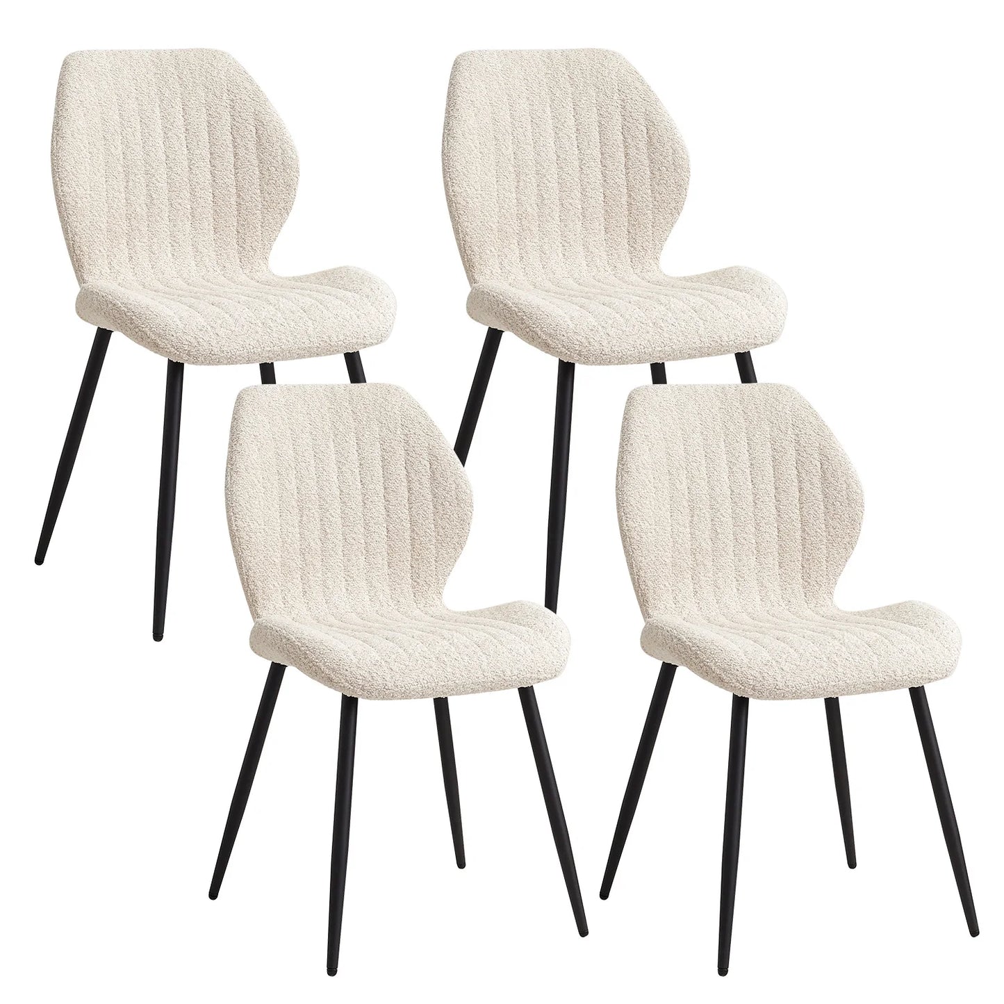 Eetkamerstoel – Stoel – Eetkamerstoel Set – Linnen Stoel – Keukenstoel – Beige – Gestoffeerd Linnen – Metalen Poten - QUORE