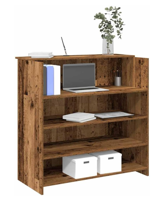 Receptiebalie – Ontvangstbalie – Kantoorbalie – Balie – Salonbalie – 100x50x103,5 cm – Duurzaam Bewerkt Hout – Ingebouwde Opbergruimte