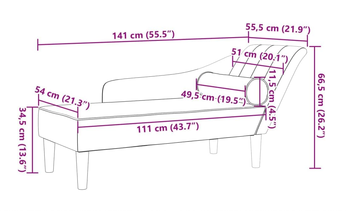 Chaise Longue – Lounge Sofa – Bank – Daybed – Relaxstoel – Velvet Blauwe Fluwelen Bekleding – Comfortabele Veerkrachtige Kussens