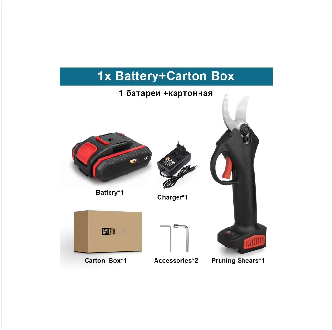Elektrische Snoeischaar - snoeischaar - accu snoeischaar - - schaar Elektrisch - Cordless Pruning Shears - 2 Batterijtype 2 - 500W - 9000mAH - Zwart - QUORE