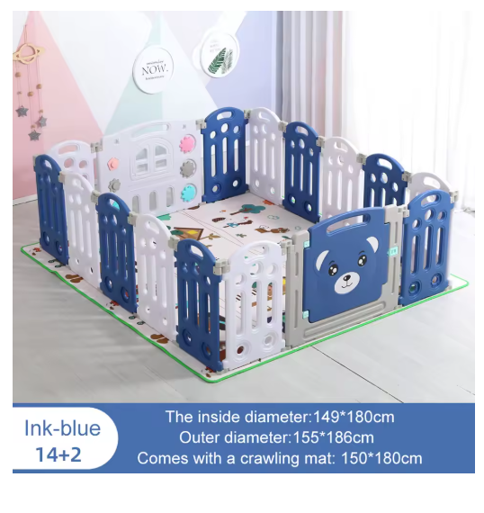 Baby Grondbox - Incl. Ruim Speelkleed - Snel Inklapbaar - 12x2 Panelen - Veiligheidsdeur - Speelpaneel - 149x156 cm - Kruipbox - Babybox