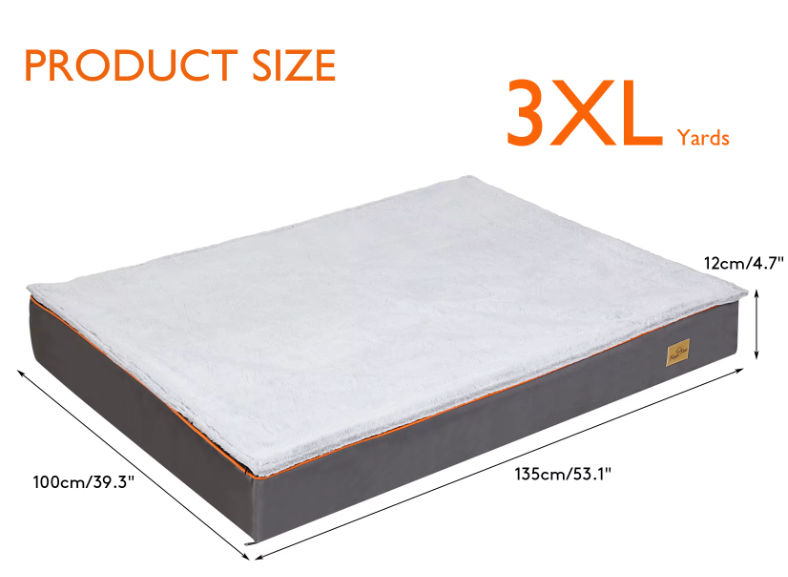 Hondenkussen - Orthopedisch Hondenbed - Waterdicht - met Verwijderbare Hoes - voor Hondenbench en Kennels - 600D Oxford Stof Onderkant - 135x100x12 cm