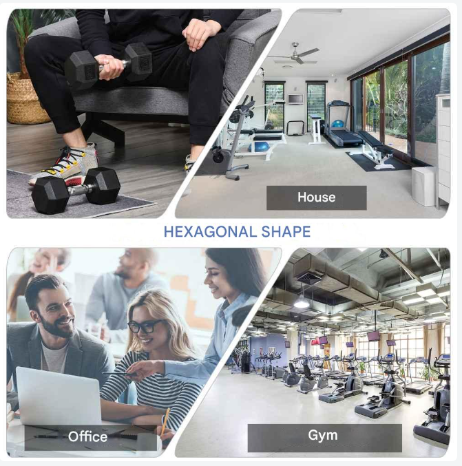 Halterset - 20 kg - Halterstang - Set van 2 Dumbbells - Hexagonaal Design - Met Rubberen Coating - Voor Krachttraining - en Fitness - Zwart en Zilver