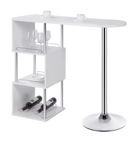 Keukeneiland - Statafel - Bartafel Keuken - Staantafel - Barkast Stapelbaar - Wijnkast - Voor Binnen & Buiten - 113x105x40 Cm - Wit