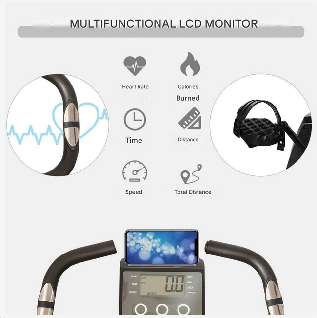 Hometrainer - Spinningfiets - Hometrainers - Indoorfietsen - Indoorfiets - 2-in-1 Fitness Fiets - 8 Niveaus - LCD Display - Opvouwbare - Verstelbaar Zadel - met Rugleuning - 120kg Draagkracht - Fiets - voor Cardio Training - Zwart - QUORE