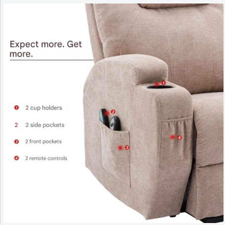 Elektrische Massagestoel – Relaxfauteuil – Massagezetel – Zitstoel – Verstelbare Rugleuning – Instelbare Warmte – Bekerhouders - Zwart