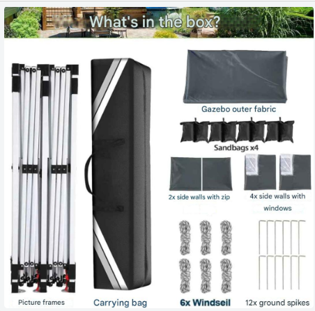 Partytent – Tuinpaviljoen – Feesttent – Inklapbare Tent – Waterdicht Oxford Doek – 3 X 6 Meter – 6 Afneembare Zijwanden - Wit