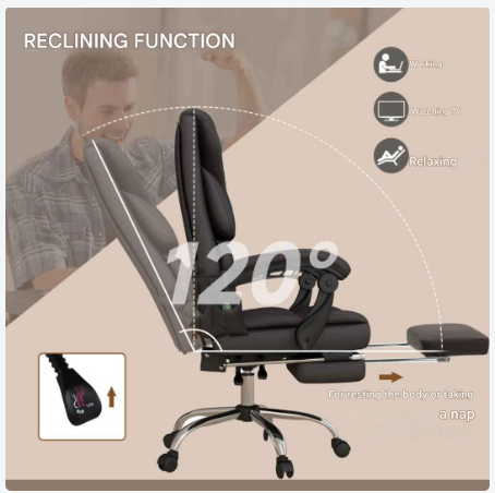 Massage Bureaustoel – Ergonomische Bureaustoel – Gamestoel – Relaxstoel – 6 Massagepunten – Verstelbare Zithoogte – Kantelbare Rugleuning