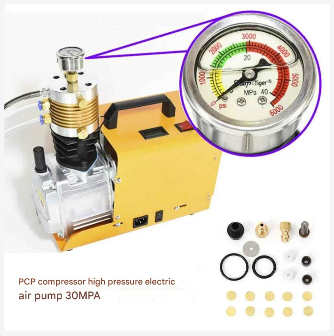 Hoge Druk Luchtpomp – Elektrische Luchtpomp – Compressor – Bandenpomp – PCP Opblazer – 300 Bar Druk – 1,8 kW Motor