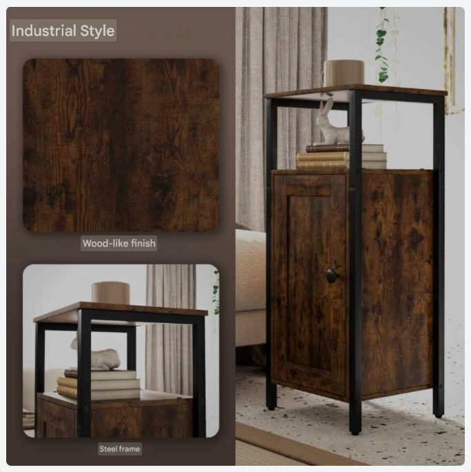 Sidetable – Consoletafel – Bijzettafel – Wandtafel – Industrieel – Verstelbaar Legblad – Robuust Metalen Frame – Compact 34x30x80 cm