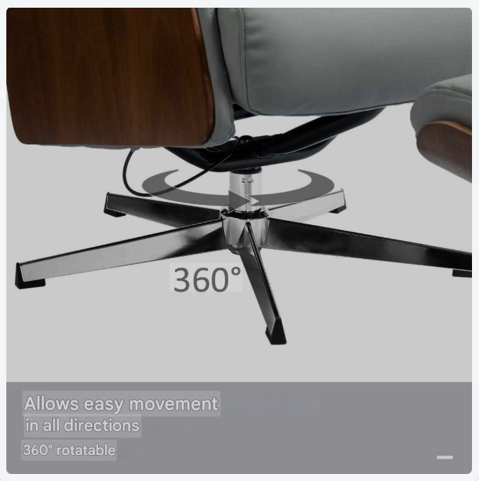 Relaxstoel – Fauteuil – TV Stoel – Verstelbare Leunstoel – Lichtgrijs – 360° Draaibaar – Verstelbare Rugleuning – Kunstleer Met Voetenbank