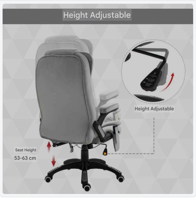 Ergonomische Bureaustoel – Bureaustoel – Kantoorstoel – Werkstoel – Gamingstoel – Verstelbare Zithoogte – 360° Draaibare Basis