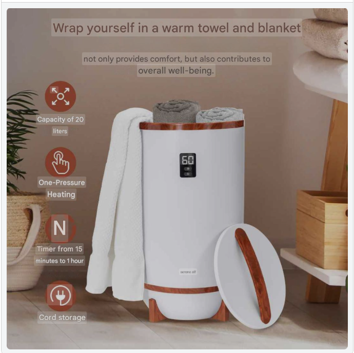 Handdoekwarmer – Handdoekverwarmer – Elektrische Handdoekdroger – Handdoekdroger – Warmtecabine – Timer 15-60 Minuten – Fragrancefunctie – Automatische Uitschakeling – Cherry Afwerking