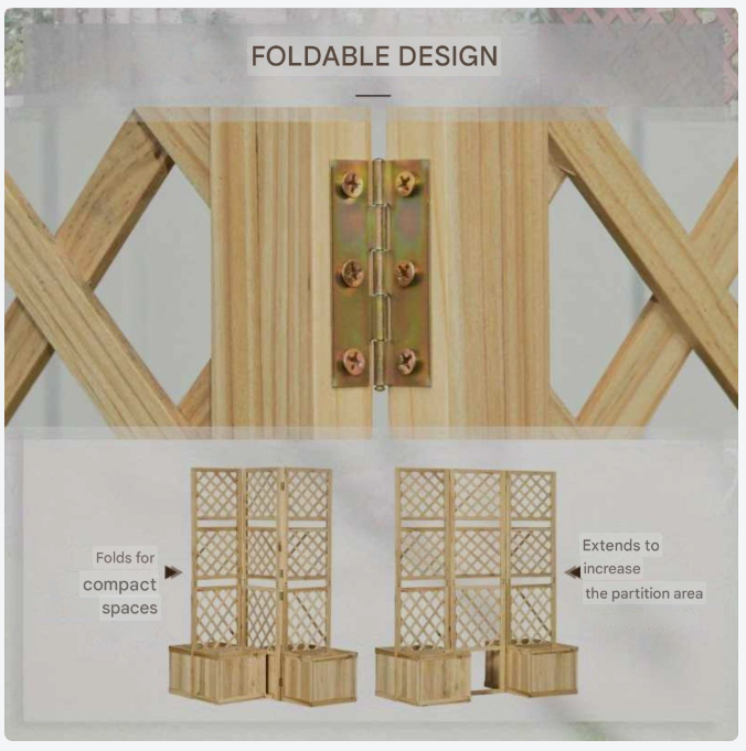 Tuinscherm – Scherm Afscheiding – Tuinafscheiding – Balkon Scherm – Privacy Scherm – 3-delig Metalen Scherm – Inclusief 4 Bloemenzakken – 133 x 165 cm – Weerbestendig