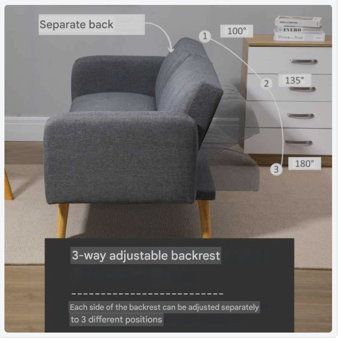 2-zits Slaapbank – Slaapbankje – Bedbank – Sofa Bed – Logeerbank – Rubberhout Frame – Ruimtebesparend Compact Design