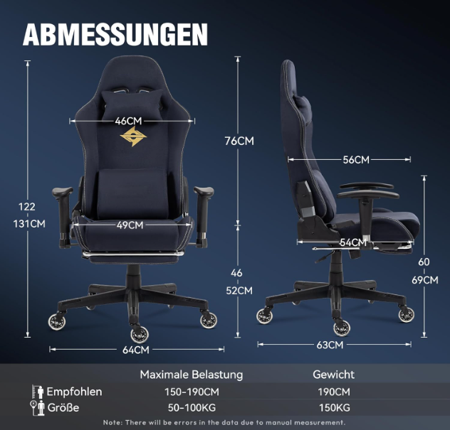 Gamingstoel – Bureaustoel – Werkstoel – Gamestoel – Massagestoel – Luxe Suède Bekleding – Verstelbare Rugleuning 90-165° – 150 kg Draagvermogen – Zwarte Variant - QUORE