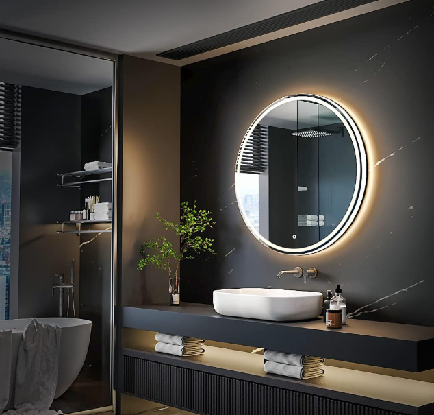 LED Badkamerspiegel – Badkamer Spiegel Rond – Make-Up Spiegel – Verlichte Spiegel – Touch Bediening – 90 x 90 cm – Verstelbare Kleurtemperatuur – Anti-Fog Functie - QUORE