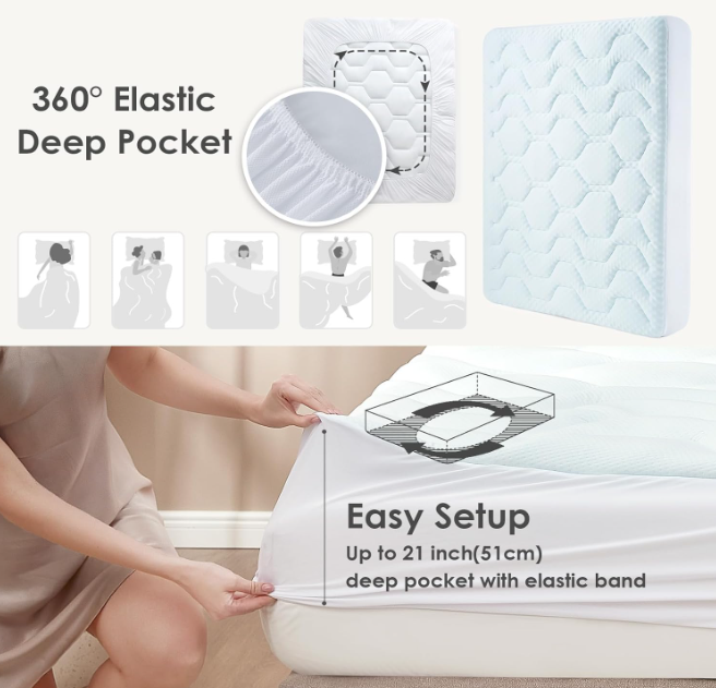 Gel Topper – Matrassentopper – Matrasbeschermer – Slaaptopper – Memory Foam Topper – 160x190 cm – Ventilerende Gellaag – Elastische Hoes Tot 38 cm