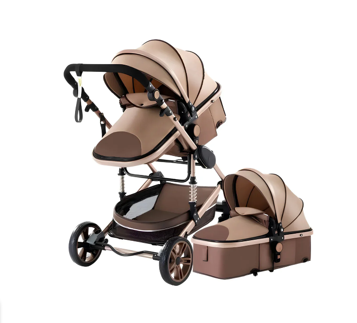Baby Stroller - Caludan - 3 in 1 - Luxe Reiskinderwagen - Autostoel - Draagkinderwagen - Bruin