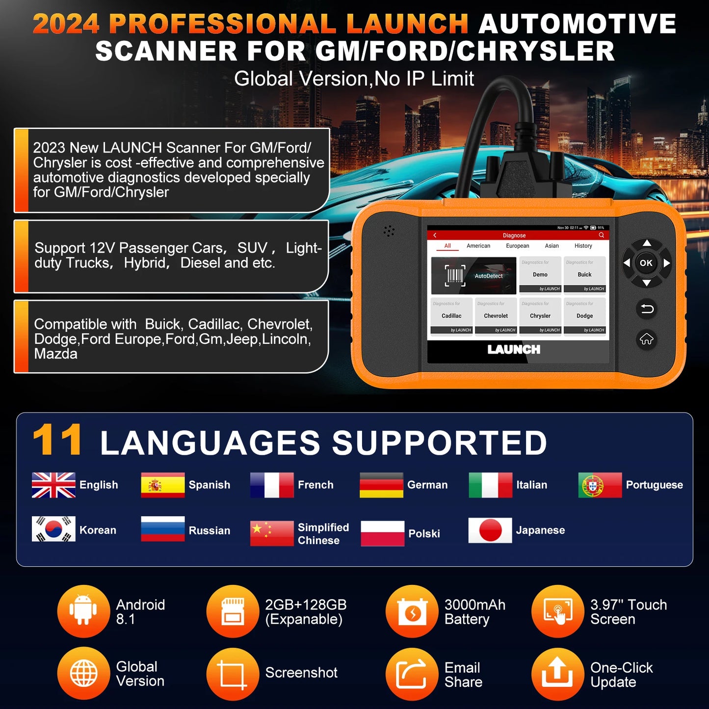 OBD2 Diagnosetool – Autoscanner – Foutcode Lezer – ECU Tester – Diagnoseapparaat – Volledige Systeemdiagnose – Levenslange Software-updates