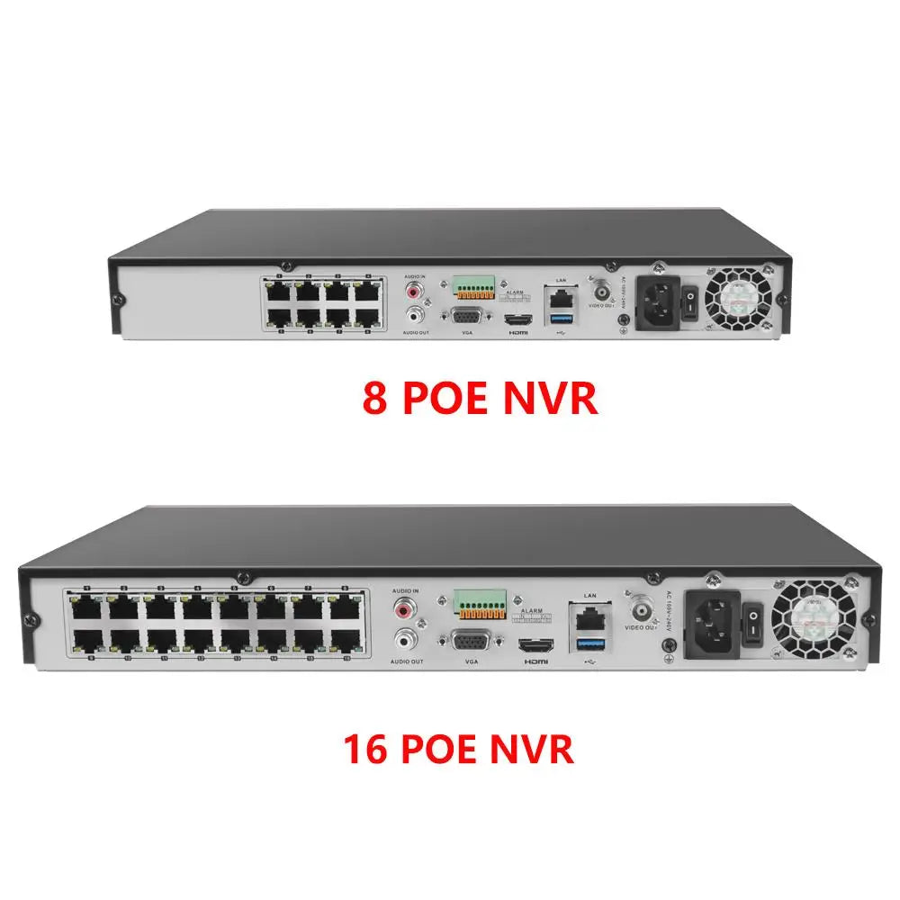 Netwerk Video Recorder – NVR Beveiligingssysteem – DVR Recorder – CCTV Recorder – PoE NVR – 16 Kanalen – 8K Videoresolutie – Onafhankelijke HDMI & VGA Output