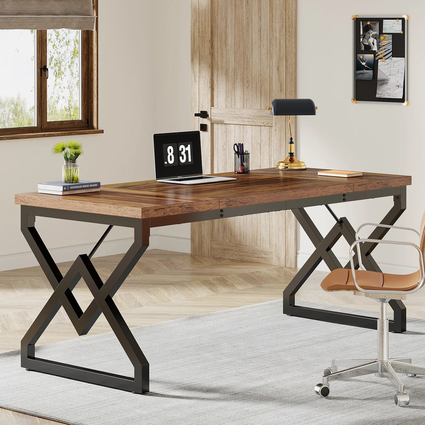 Bureau – Bureau Ruim – Werktafel – Schrijftafel – Stevig Hout – 160 Cm Lengte – Vintage Design - QUORE