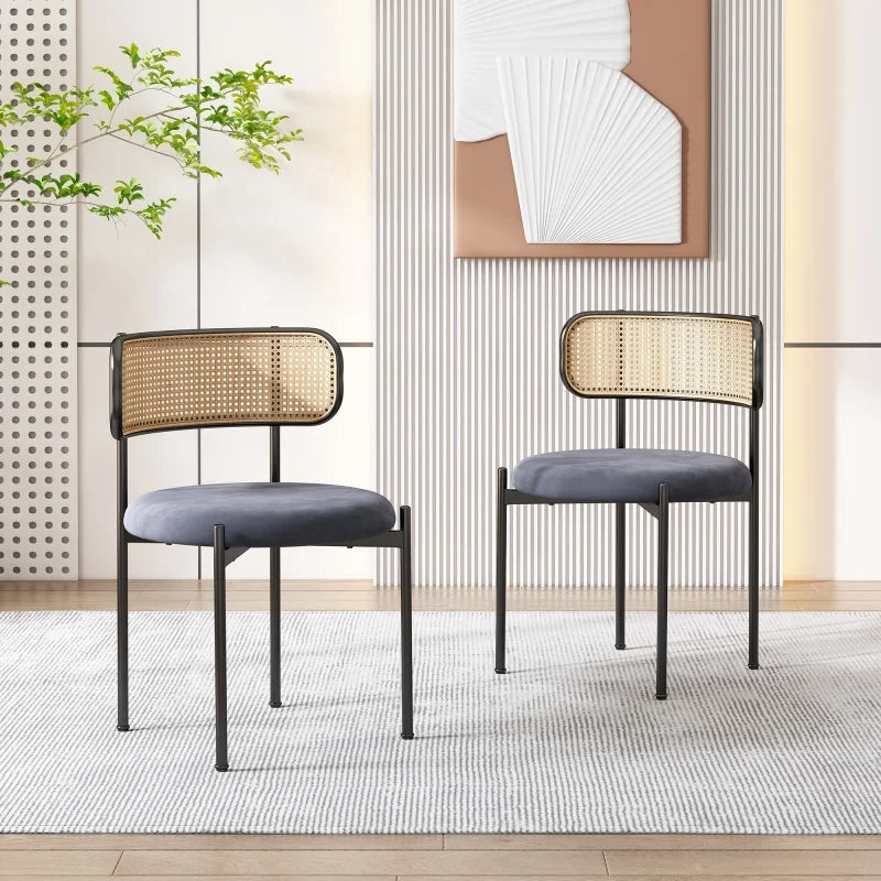 Velvet stoel – Eetkamerstoel – Kuipstoel – Lounge stoel – Woonkamerstoel – Set van 2 – Zachte velvet bekleding – Stevige metalen poten