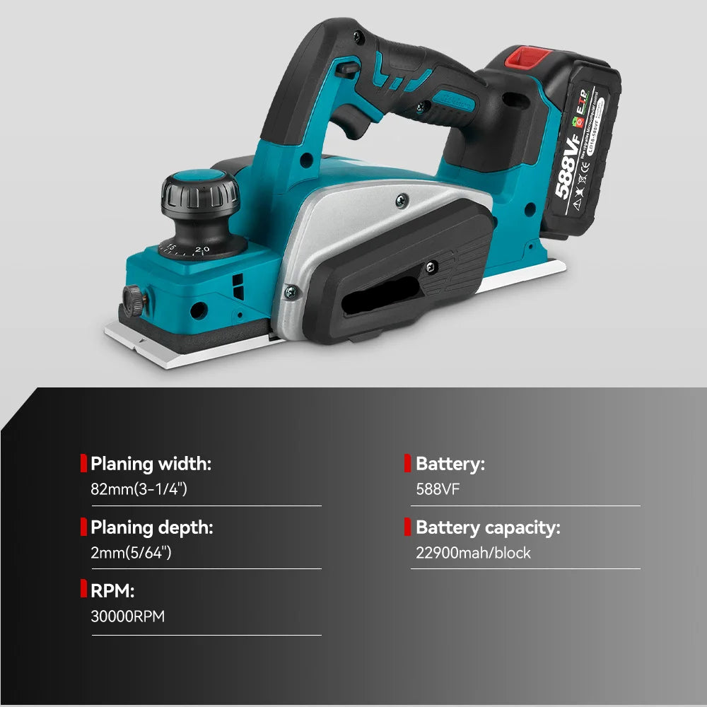 Schaafmachine - Elektrische Schaaf - Parallelgeleider - Opvangzak - Draadloze Elektrische Houtfrees - 30000RPM – Brushless Trimmer & Schaafmachine Zonder Accu – Geschikt voor 18V Accu