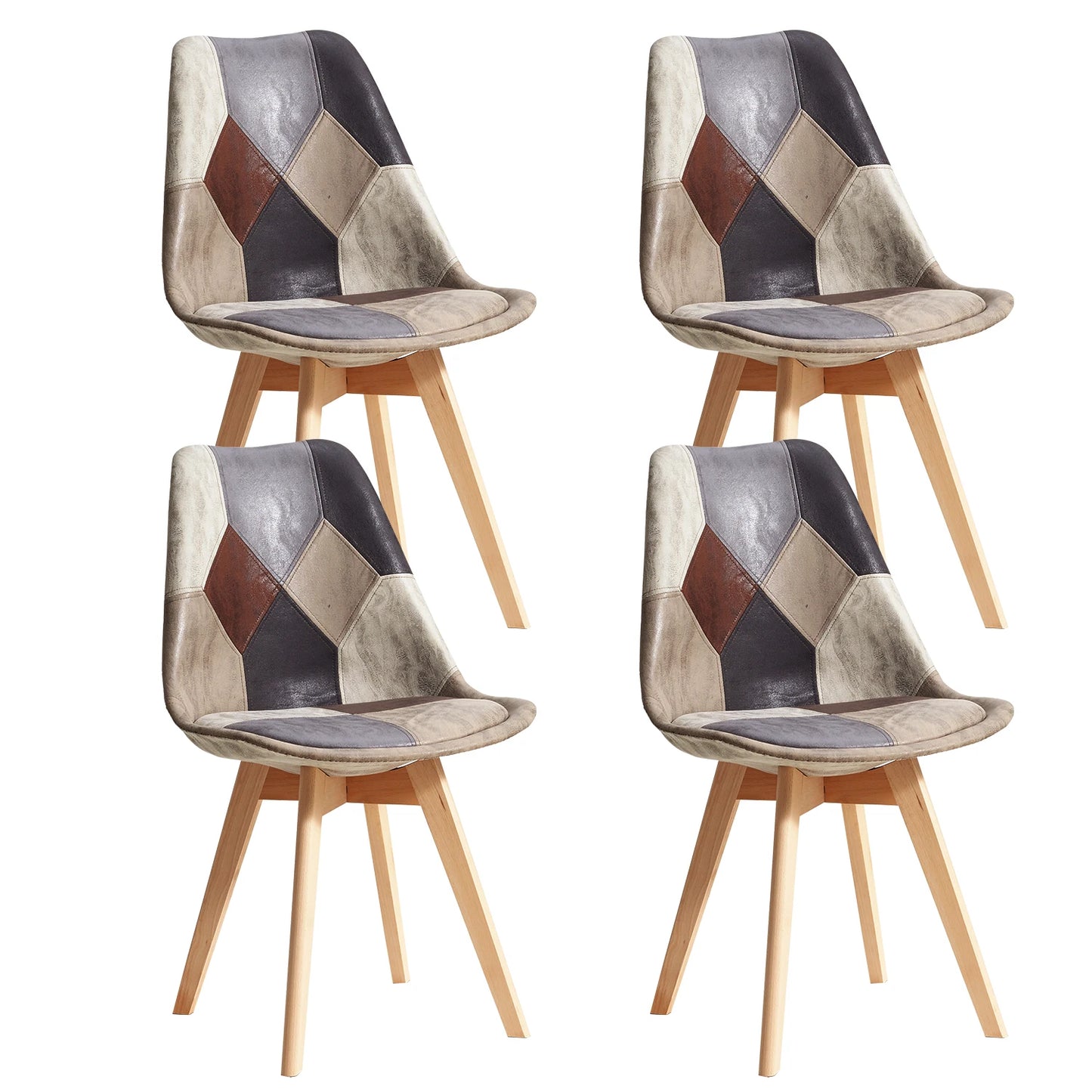 Patchwork Stoelen – Eetkamerstoelen – Werkstoelen – Design Stoelen – Comfortabele Stoelen – Linnen Stoffen Zitvlak – Stevige Constructie