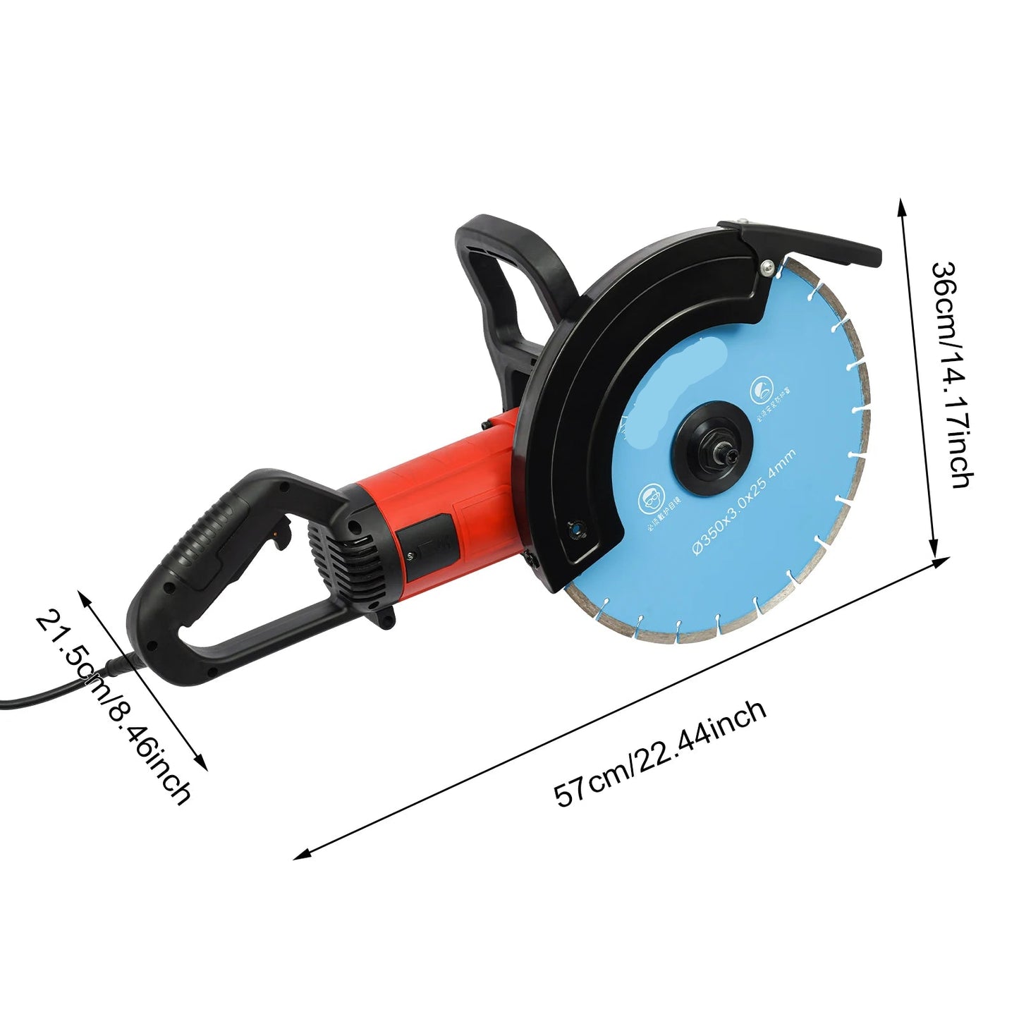Elektrische Groefzaag – Wandzaag – Sleuvenzaag – Betonzaag – Diamantzaagblad – 3500W Motor – Watersysteem - QUORE