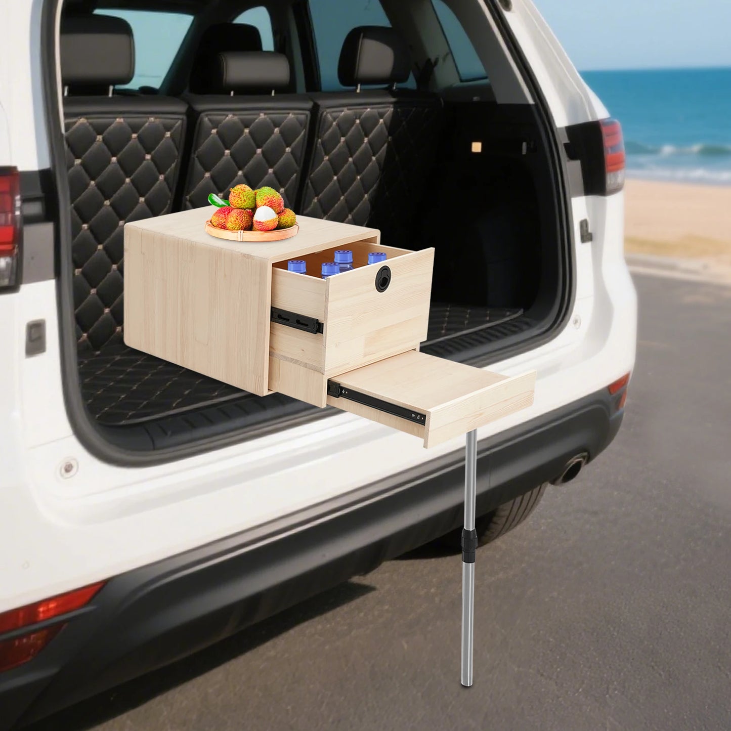Campingtafel – Vouwtafel – Picknicktafel – Buitentafel – Tafel Met Schuiflade – Duurzaam Dennenhout – Inklapbaar En Compact