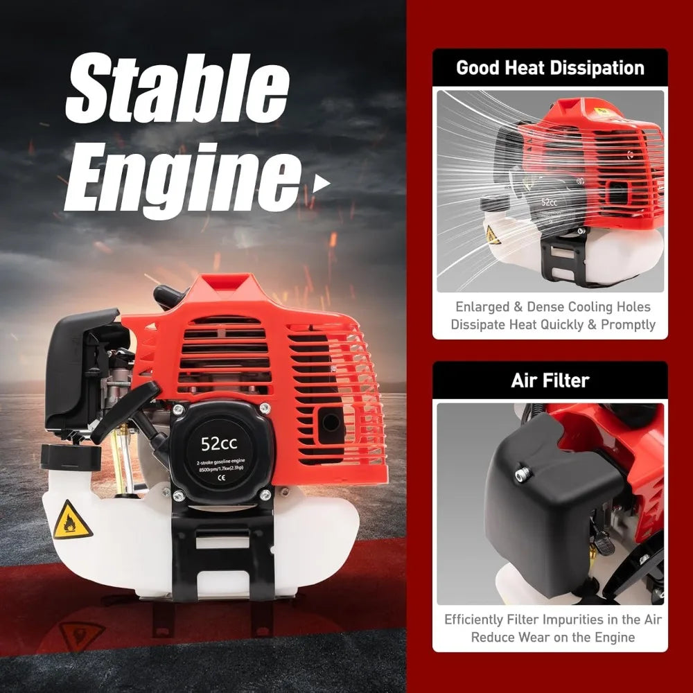 Benzine Veegmachine - Reinigingsmachine - Onkruidverwijderaars - Onkruidborstel - Handheld - 52CC 2-Takt Motor, 2.3PK – Sneeuwborstel & Kunstgrasreiniger