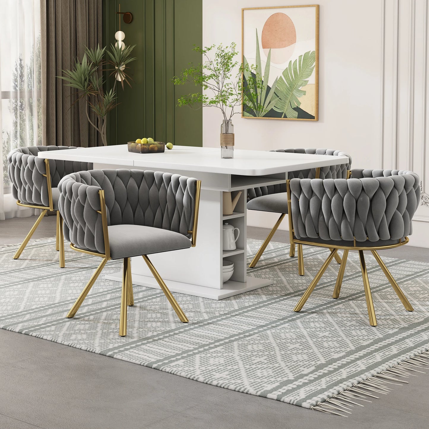 Eetkamerstoel – Stoel – Velvet Stoel – Draaibare Stoel – Comfortabele Stoel – Zachte Velvet Bekleding – 360° Draaifunctie - QUORE