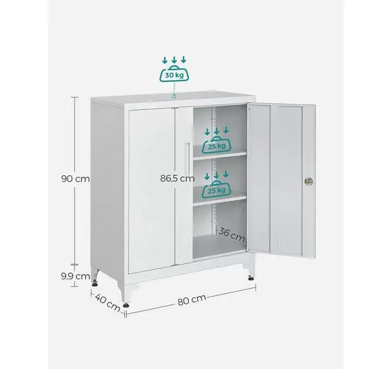 Kantoor Kast - Dossier Kast - Kantoor - Kantoorartikelen - Kast - Dressoir - Kasten - Opbergkasten Met Deuren - Boekenkast - Boeken Kast Merk - Lichtgrijs - QUORE