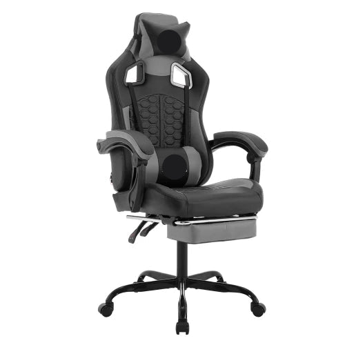 Gamingstoel – Bureaustoel – Gamerstoelen – Zitzak – Ergonomisch – Met Voetensteun – Verstelbare Rugleuning -Grijs - #7