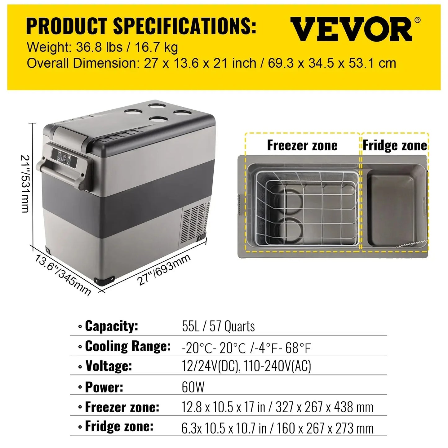 Sihao 15L 20L 30L 35L 40L 45L 50L 55L Portable Refrigerator Compressor Fridge Freezer Mini Cooler for Outdoor Camping BBQ Picnic