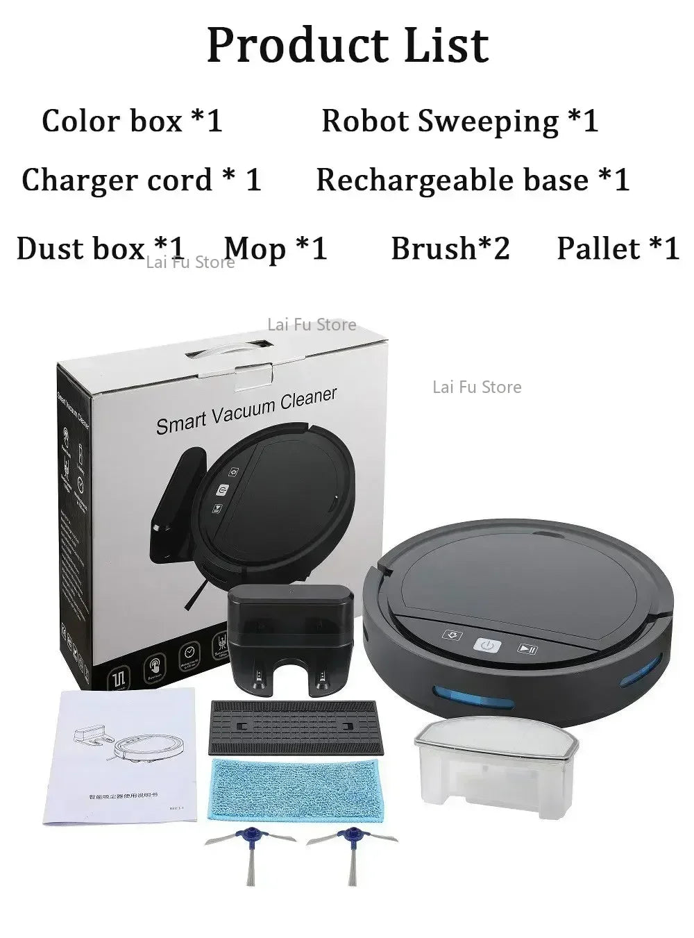 Robotstofzuiger – Dweilrobot – Stofzuigerrobot – Automatische Stofzuiger – Slimme Robot – 2500 Pa Zuigkracht – 26 cm Grote Dweil