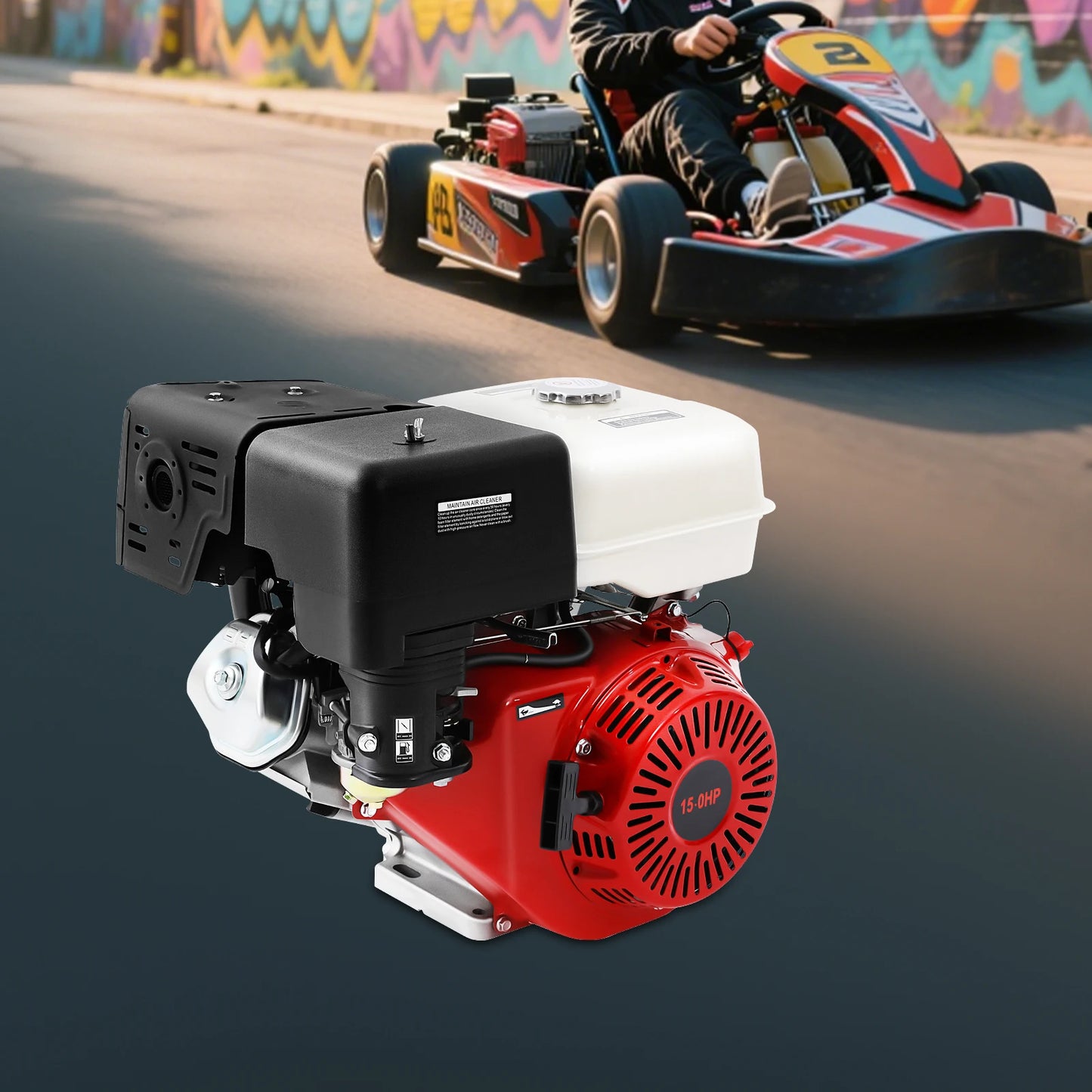 Benzinemotor – 4-Takt Motor – 15PK Motor – 420cc Motor – Luchtgekoeld – 6,5 Liter Brandstoftank – Trekstarter