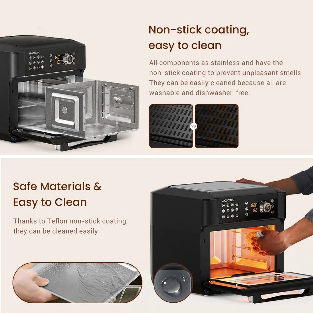 Heteluchtfriteuse – Airfryer - Airfryer Oven - 15L - 360° Luchtcirculatie - 1700W - 240V - 12 Voorinstellingen - LED Touchscreen - Kijkvenster - App Bediening - Zwart