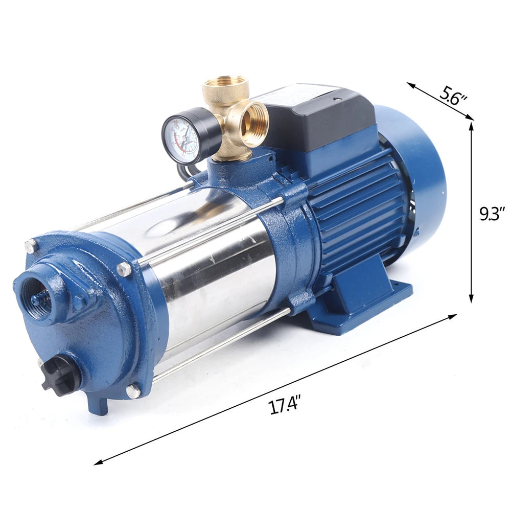 Centrifugaalpomp - 9 Bar - 1800W - 2850 RPM - Roestvrij Staal & Gietijzer - 4000 liter per uur - Geïntegreerde Thermische Motorbeveiliging - Blue