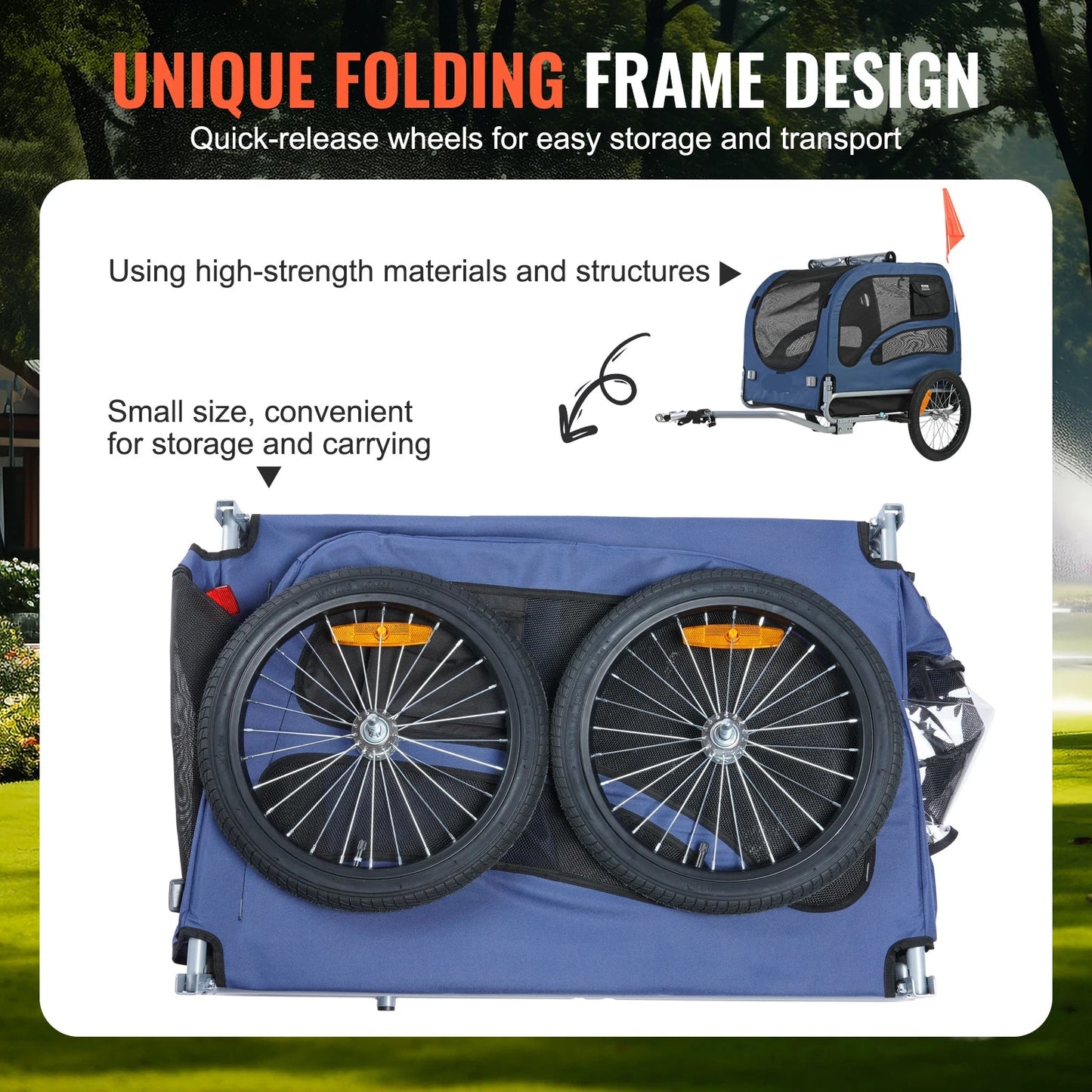 Fietskar - Fietsaanhanger - Transportaanhanger - met Schokdemper - Draagkracht 45kg - Inklapbare Aanhanger - Dekzeil - Veiligheidsvlag - Perfect voor Dagelijks Transport - Koolstofstaal - 600D Oxford-doek - 144 x 72.5 x 84.5 cm - Blauw