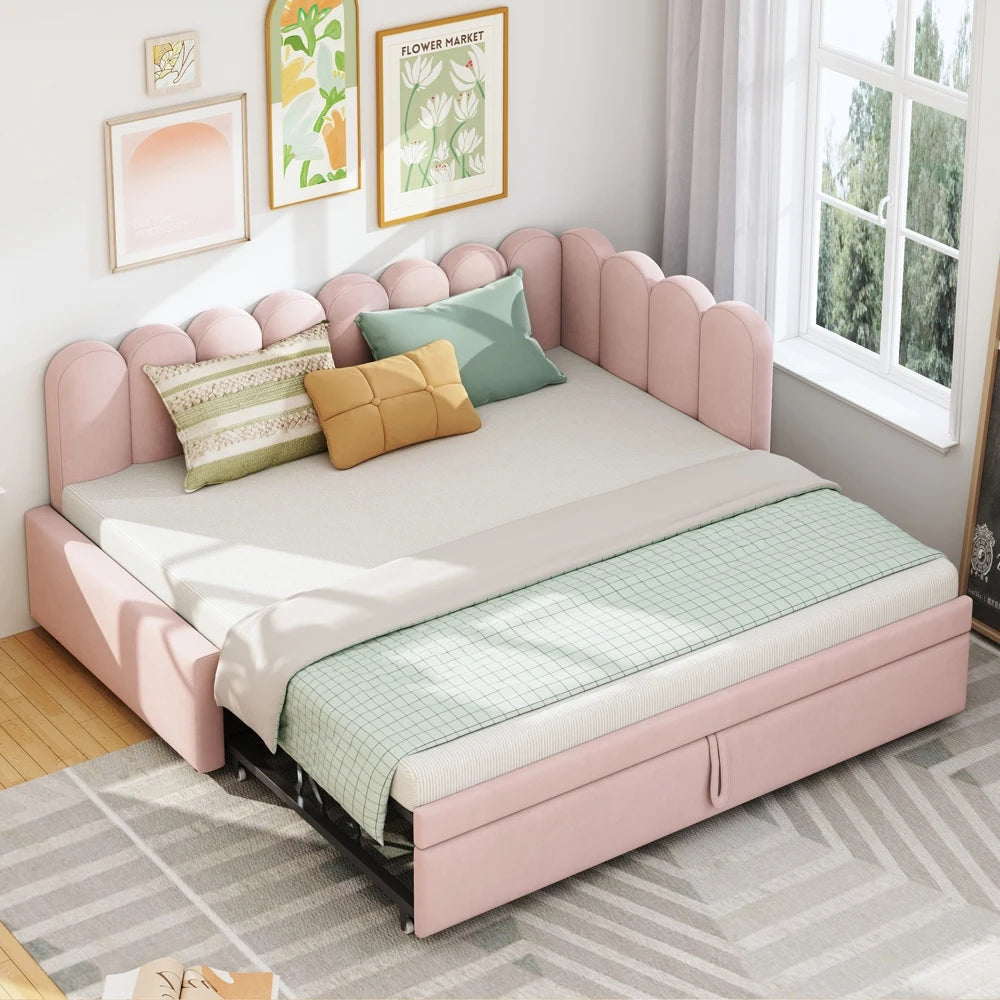 Bankbed – Slaapbank – Bedbank – Logeerbed – Futonbank – 2-zits velvet bankbed – Ruimtebesparend ontwerp – Comfortabele 140x200 cm slaapfunctie