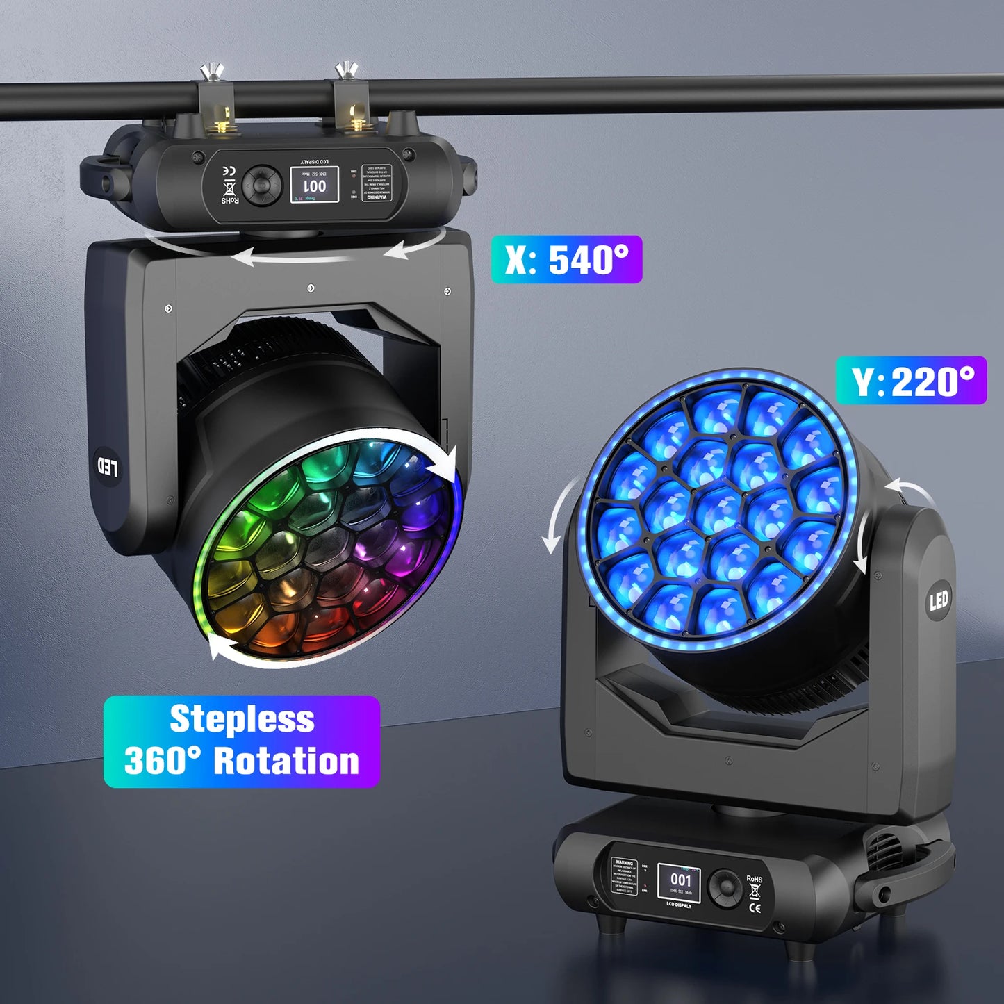 Moving Head Spot – Professionele Stage Light – DJ Lamp – RGBW LED Verlichting – Showlicht – 350W Vermogen – Variabele Zoom 6-60° – 540° Pan & 220° Tilt – EU Plug - QUORE