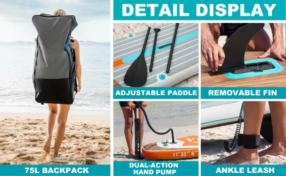 Opblaasbaar SUP-Board – Paddle Board – Stand Up Paddle – Waterdicht – Lichtgewicht – 335x84x15 Cm – Max Draagkracht 158 Kg - Houtkleur