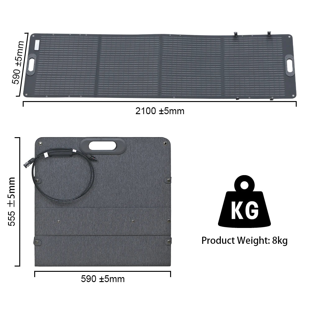 Zonnepaneel - Sun Power - Zonneenergie - 200W Flexibel ETFE Zonnepaneelen - 12V tot 24V – Monokristallijn – IP68 Waterdicht - Opvouwbaar - voor Smartphone Camping
