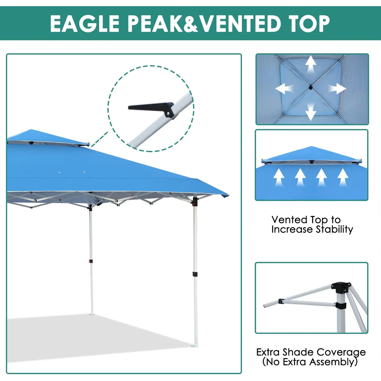 Inklapbare Partytent – Pop-Up Tent – Vouwtent – Schaduwdoek – Waterdicht – 3,6x3,6 Meter – Aluminium Frame