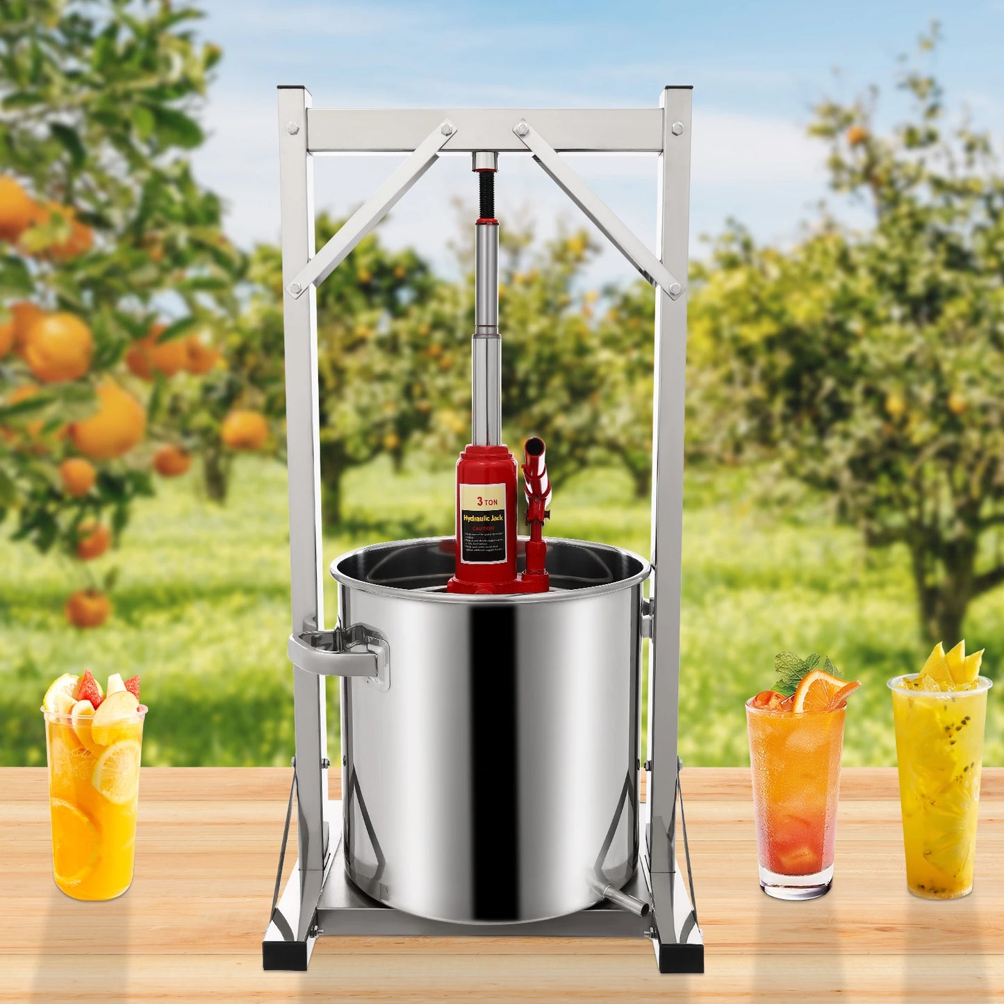 Hydraulische Juice Pers – Fruit Pers – Sap Pers – Wijn Pers – Puree Pers – 22 Liter Capaciteit – 3 Ton Drukvermogen